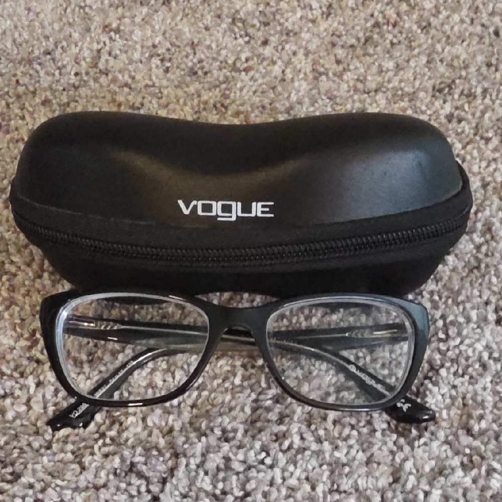 Vogue Matte Black Cat-Eye Glasses with Case